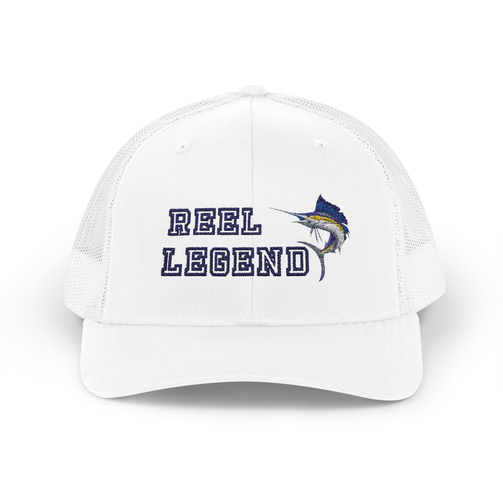 Reel Legend Snapback Trucker Cap | Fishing Hat, Outdoor Gear, Gift for Anglers, Casual Wear, Summer Accessory – White Hats for beach wear (1 view)