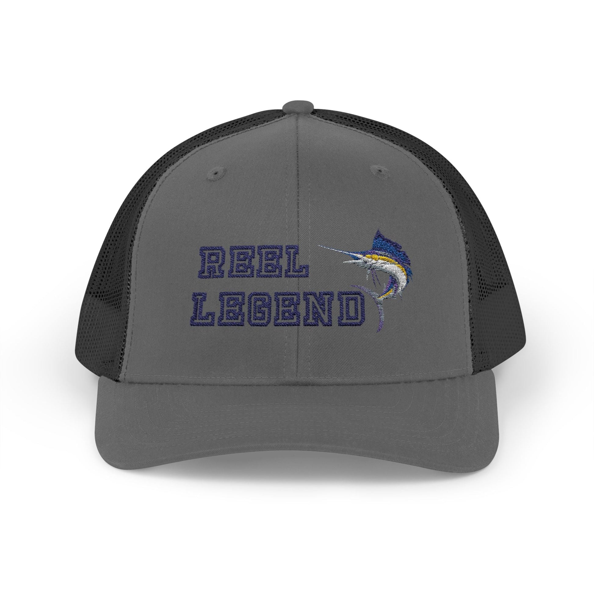 Reel Legend Snapback Trucker Cap | Fishing Hat, Outdoor Gear, Gift for Anglers, Casual Wear, Summer Accessory – Charcoal / Black Hats for beach wear (13 view)