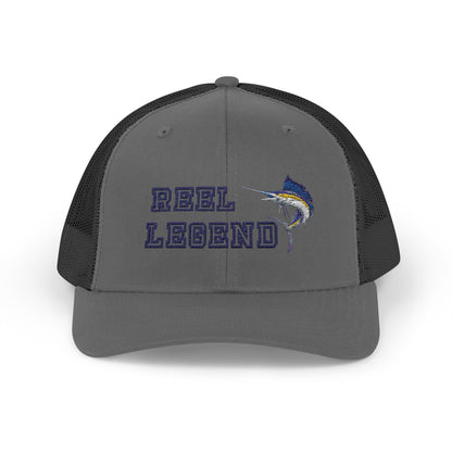 Reel Legend Snapback Trucker Cap | Fishing Hat, Outdoor Gear, Gift for Anglers, Casual Wear, Summer Accessory – Charcoal / Black Hats for beach wear (13 view)