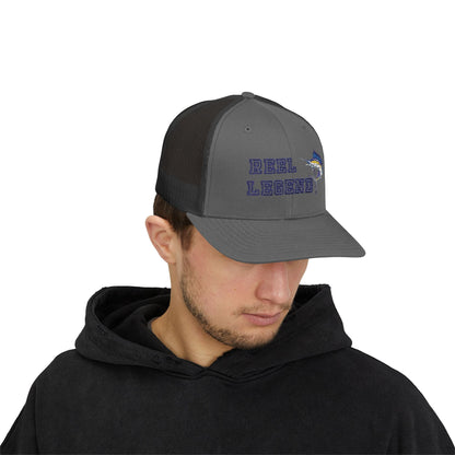Reel Legend Snapback Trucker Cap | Fishing Hat, Outdoor Gear, Gift for Anglers, Casual Wear, Summer Accessory – Heather Grey / Black Hats for beach wear (17 view)