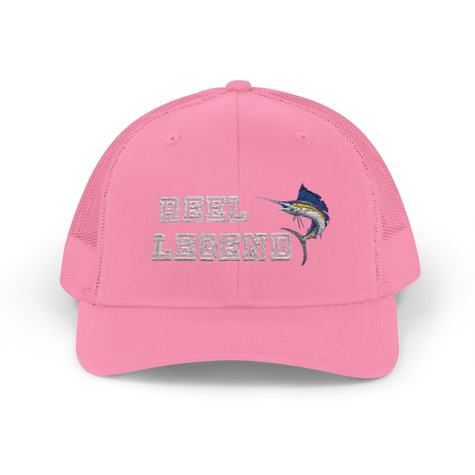 Reel Legend Snapback Trucker Cap White Text | Fishing Hat, Outdoor Gear, Gift for Anglers, Casual Wear, Summer Accessory – Pink Hats for beach wear (17 view)