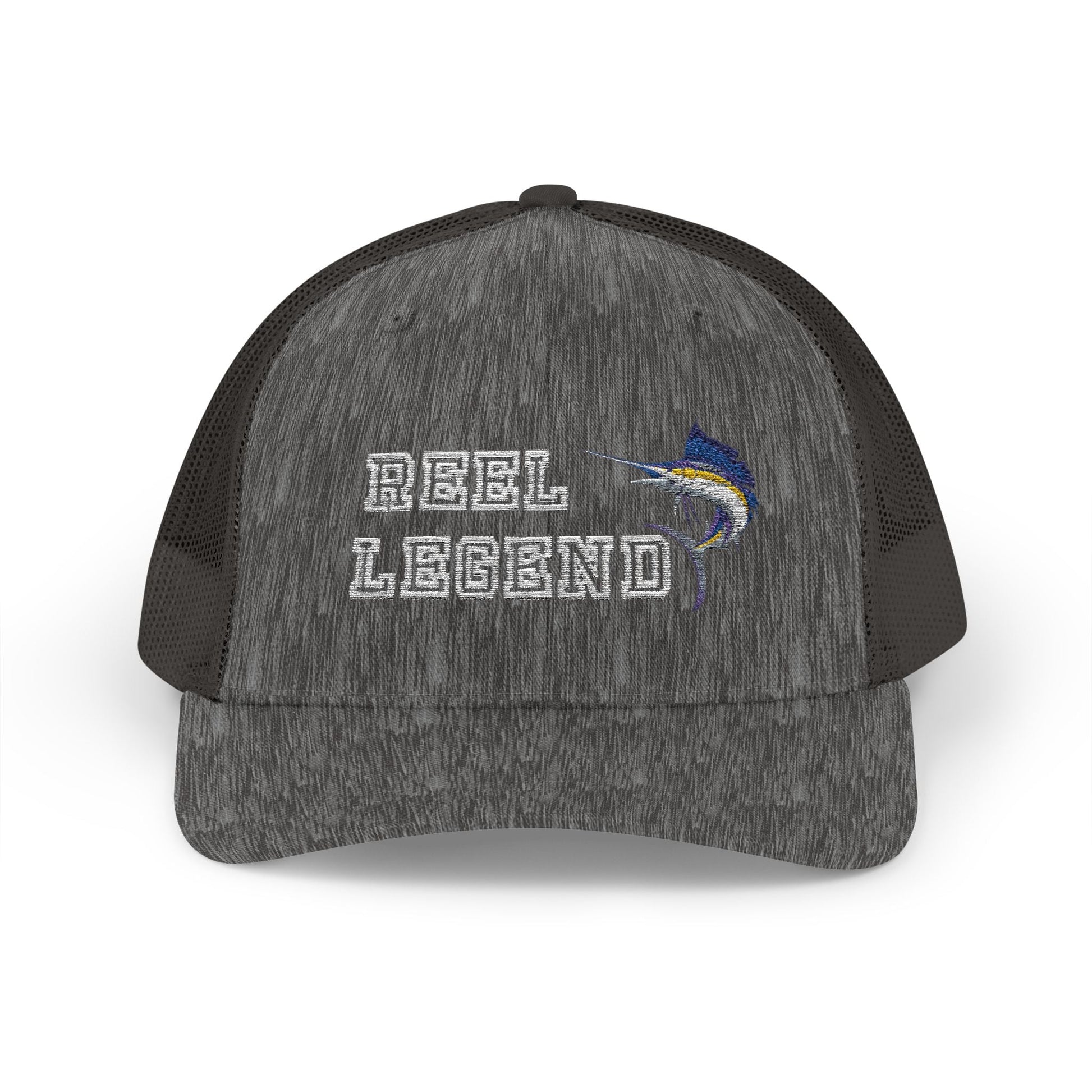 Reel Legend Snapback Trucker Cap White Text | Fishing Hat, Outdoor Gear, Gift for Anglers, Casual Wear, Summer Accessory – Dark Heather Grey Hats for beach wear (9 view)