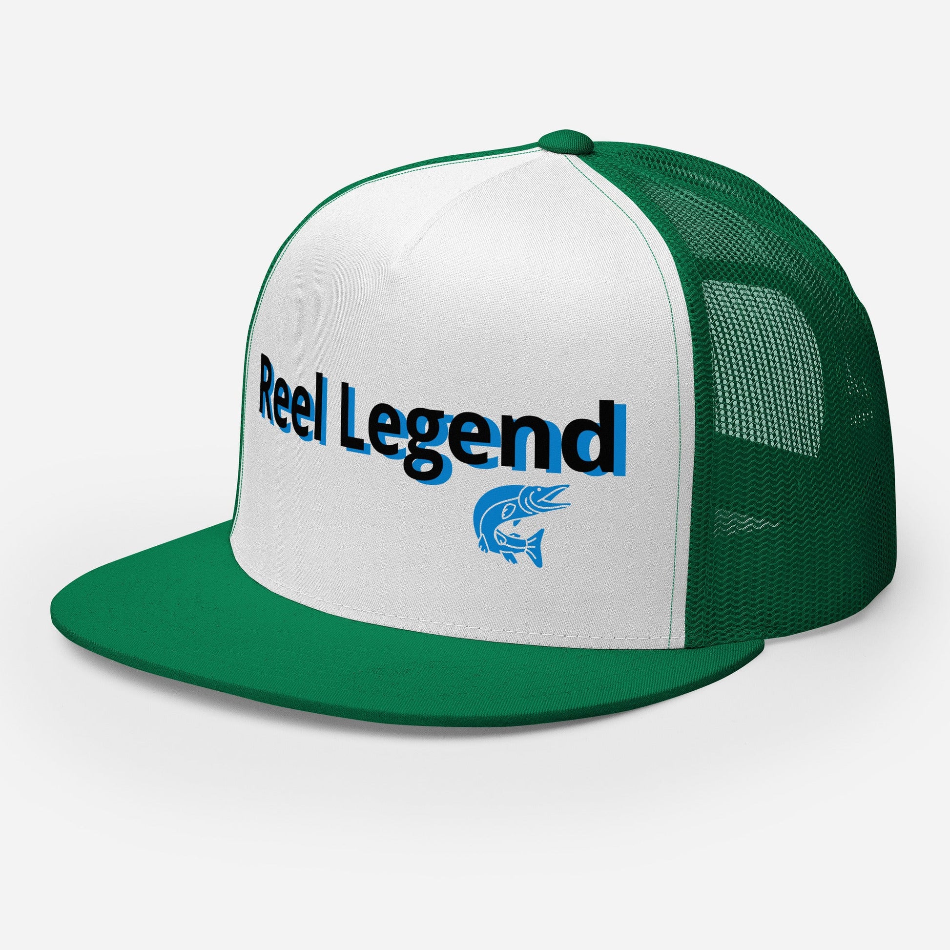 “Reel Legend” Trucker Cap – Classic Snapback Hat for Anglers – Kelly/ White/ Kelly Fishing Gear for Gone Fishing (22 view)