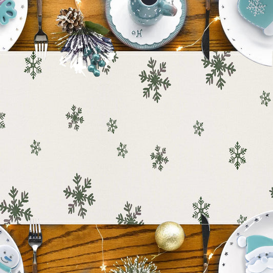 Reindeer & Snowflake Linen Table Runner – 33×183cm Holiday Table Flag | Christmas Table Décor – Style 1 Holiday Decor for christmas (2 view)