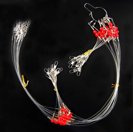 Saltwater Fishing Leader Rigs – 12 - Pack Surf Wire Rigs with Swivels & Snaps | 2 - Arm, 90lb Test – White Nylon / 2 Arm, 12pcs Fishing Gear for 2 - arm fishing leaders (2 view)