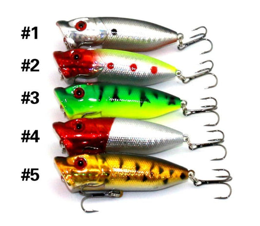 SEALURER 5pcs Popper Lure Set – 65mm 12g Artificial Bait | Multi - Color Topwater Fishing Lures – Fishing Gear for Artificial Bait (2 view)