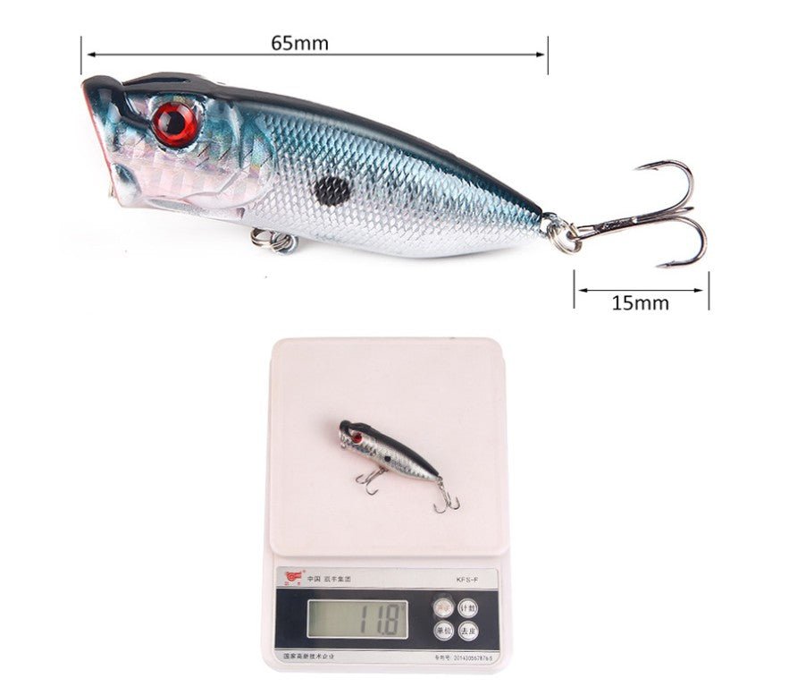 SEALURER 5pcs Popper Lure Set – 65mm 12g Artificial Bait | Multi - Color Topwater Fishing Lures – Fishing Gear for Artificial Bait (4 view)