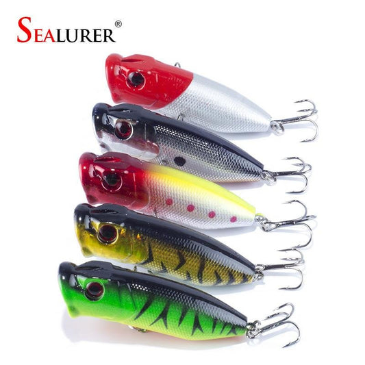 SEALURER 5pcs Popper Lure Set – 65mm 12g Artificial Bait | Multi - Color Topwater Fishing Lures – Fishing Gear for Artificial Bait (1 view)