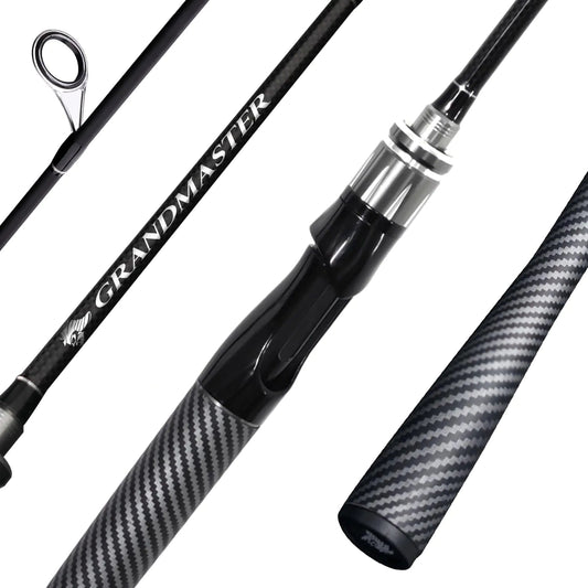 SEASIR Grandmaster Fishing Rod – 2-Piece Travel Spinning/Baitcasting Rod | 30-Ton Carbon Fiber, Medium Power, Fast Action – Spinning Fishing Gear by SbrTnHomes