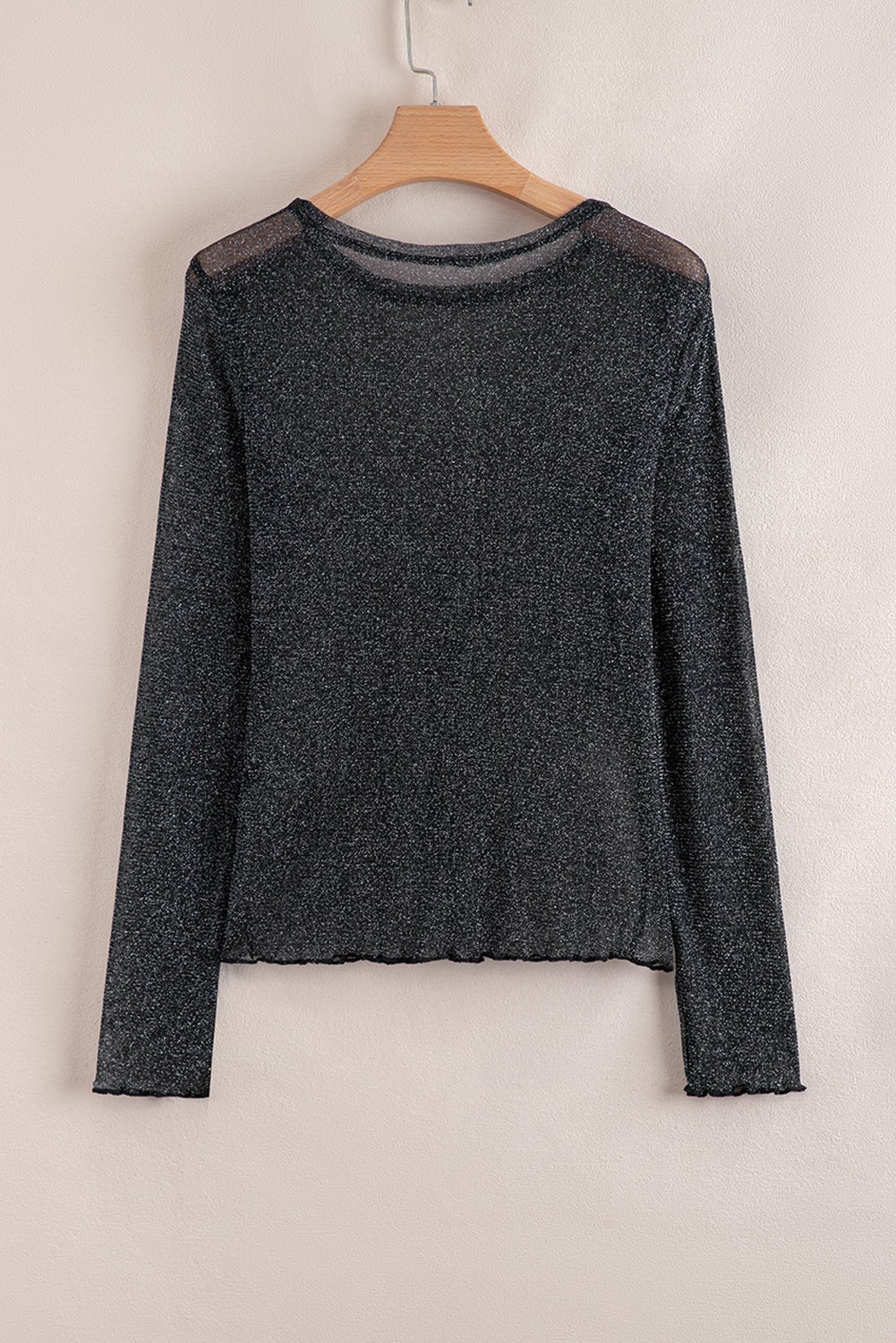 Serenity Metallic Glitter Mesh Long Sleeve Top – Black Tops/Long Sleeve Tops for Shopify Collective (7 view)