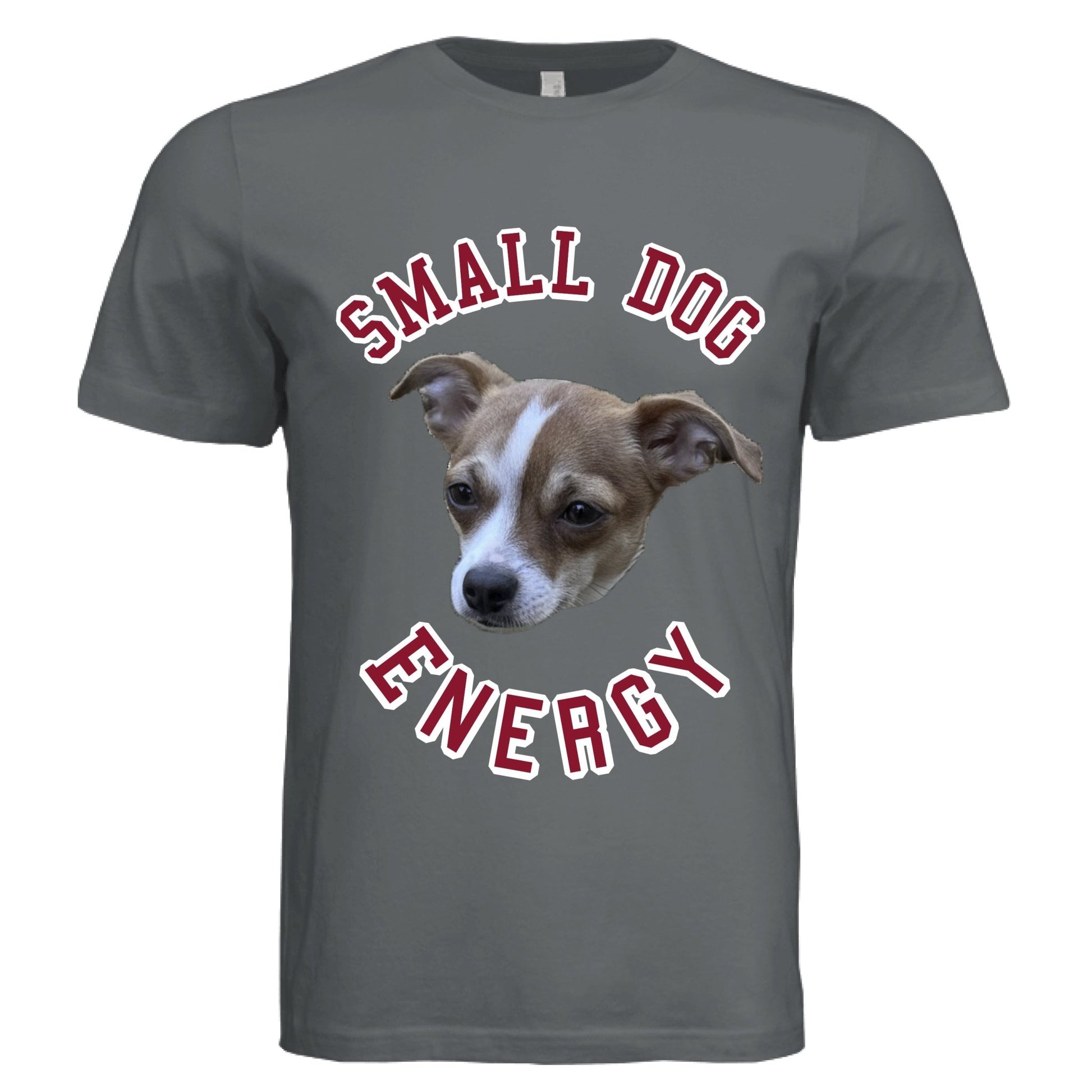Small Dog Energy Tee – Funny Pet Owner Shirt | RM Outpost Pets – Solid Asphalt Triblend T-Shirt for animal lovers (3 view)