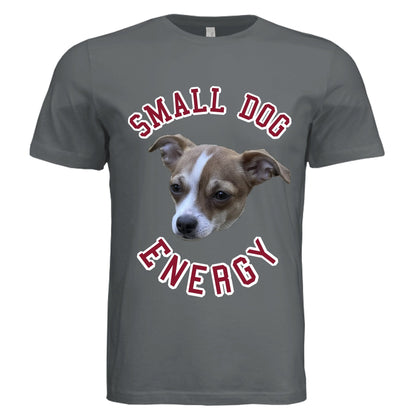 Small Dog Energy Tee – Funny Pet Owner Shirt | RM Outpost Pets – Solid Asphalt Triblend T-Shirt for animal lovers (3 view)