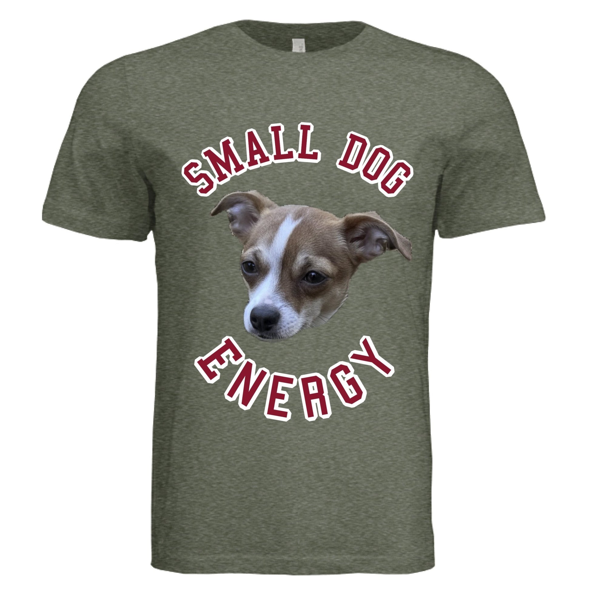 Small Dog Energy Tee – Funny Pet Owner Shirt | RM Outpost Pets – Military Green Triblend T-Shirt for animal lovers (7 view)