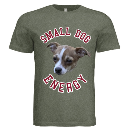 Small Dog Energy Tee – Funny Pet Owner Shirt | RM Outpost Pets – Military Green Triblend T-Shirt for animal lovers (7 view)