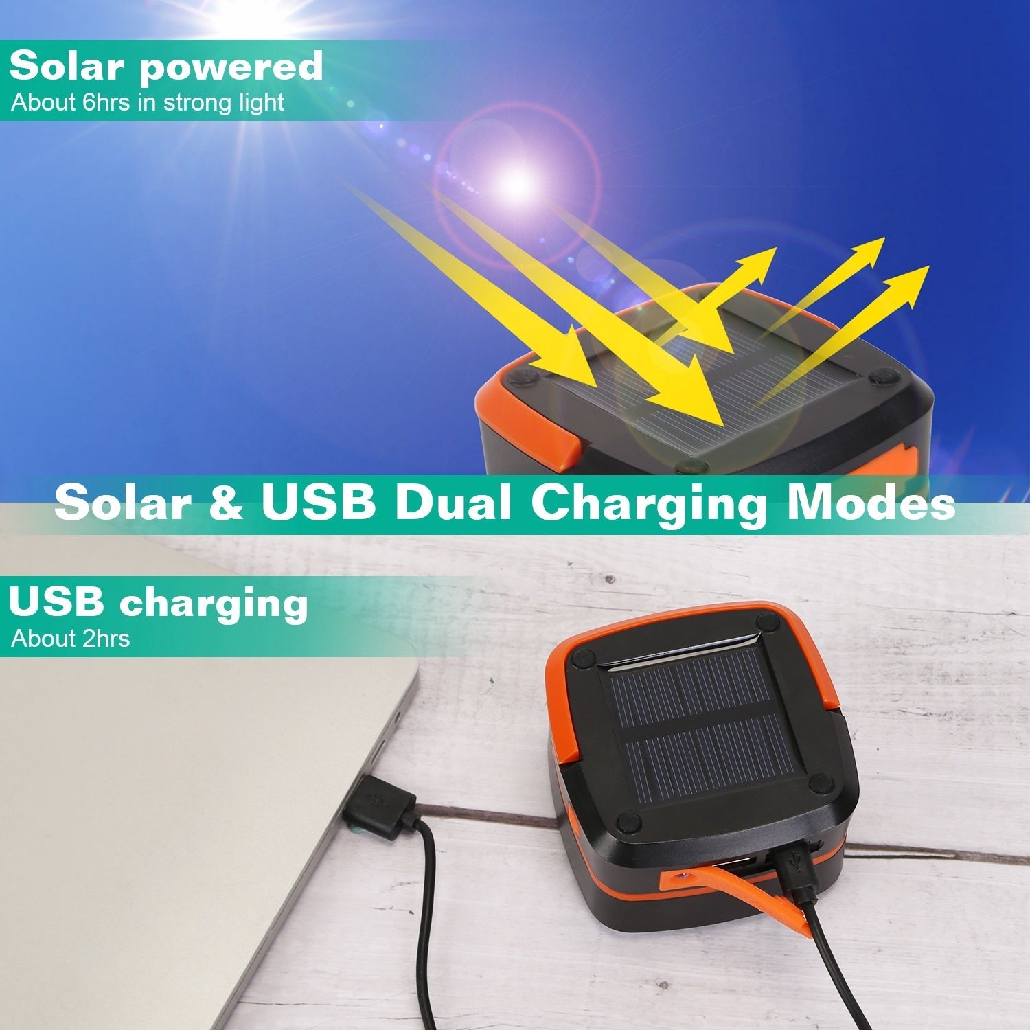 Solar Camping Lantern – Collapsible, USB - Rechargeable Portable Tent Light – Orange Camping Gear for camping gear (8 view)