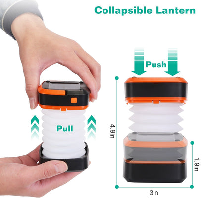 Solar Camping Lantern – Collapsible, USB - Rechargeable Portable Tent Light – Orange Camping Gear for camping gear (3 view)