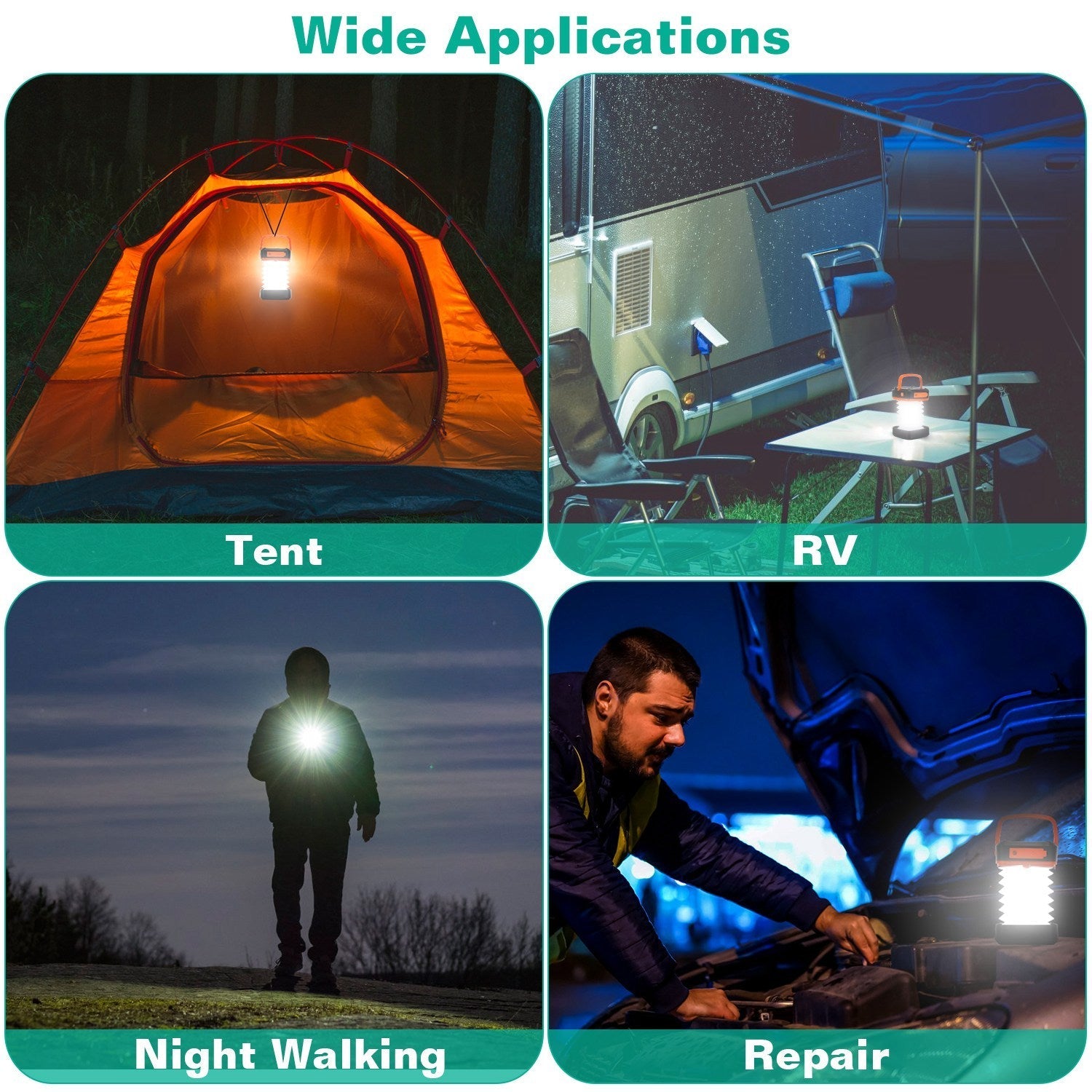 Solar Camping Lantern – Collapsible, USB - Rechargeable Portable Tent Light – Orange Camping Gear for camping gear (7 view)