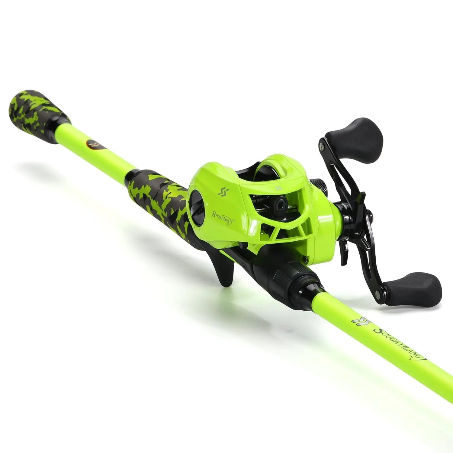 Sougayilang Baitcasting Combo – 2-Piece IM7 Graphite Rod with 159 Reel & Magnetic Brake | Lightweight Power for Fresh & Inshore Saltwater Fishing – Cast-Yellow-left hand Fishing Gear by SbrTnHomes