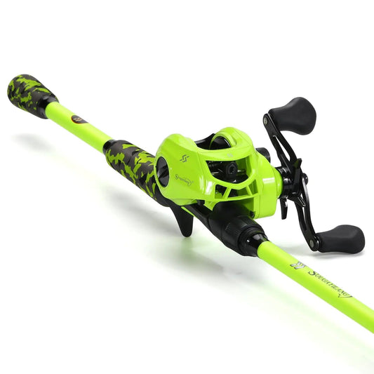 Sougayilang Baitcasting Combo – 2-Piece IM7 Graphite Rod with 159 Reel & Magnetic Brake | Lightweight Power for Fresh & Inshore Saltwater Fishing – Cast-Yellow-left hand Fishing Gear by SbrTnHomes