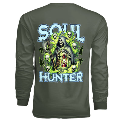 Soul Hunter – Grim Reaper Glow Tee | Gothic Streetwear by RM Outpost – MILITARY GREEN T-Shirt for Apparel (10 view)