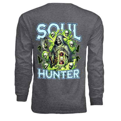 Soul Hunter – Grim Reaper Glow Tee | Gothic Streetwear by RM Outpost – DARK HEATHER T-Shirt for Apparel (13 view)