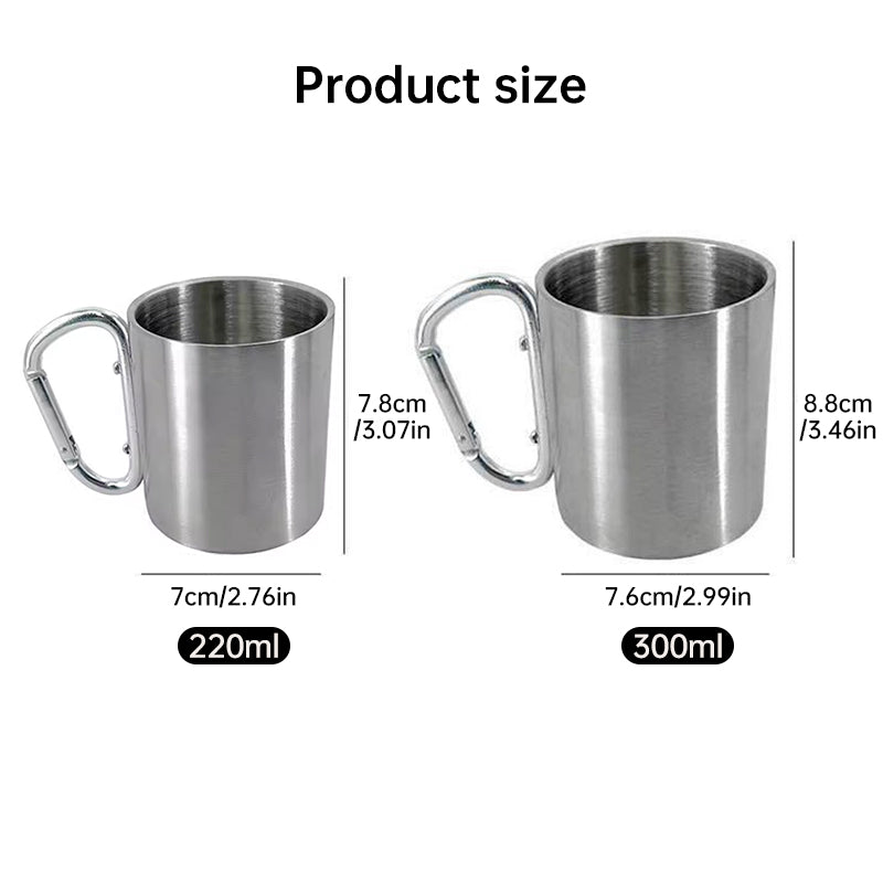 Stainless Steel Carabiner Camping Cup – 220ml & 300ml Portable Outdoor Mug | Hiking, Travel & Mountaineering – 220ml Camping Gear for camping cup (7 view)