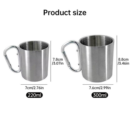 Stainless Steel Carabiner Camping Cup – 220ml & 300ml Portable Outdoor Mug | Hiking, Travel & Mountaineering – 220ml Camping Gear for camping cup (7 view)