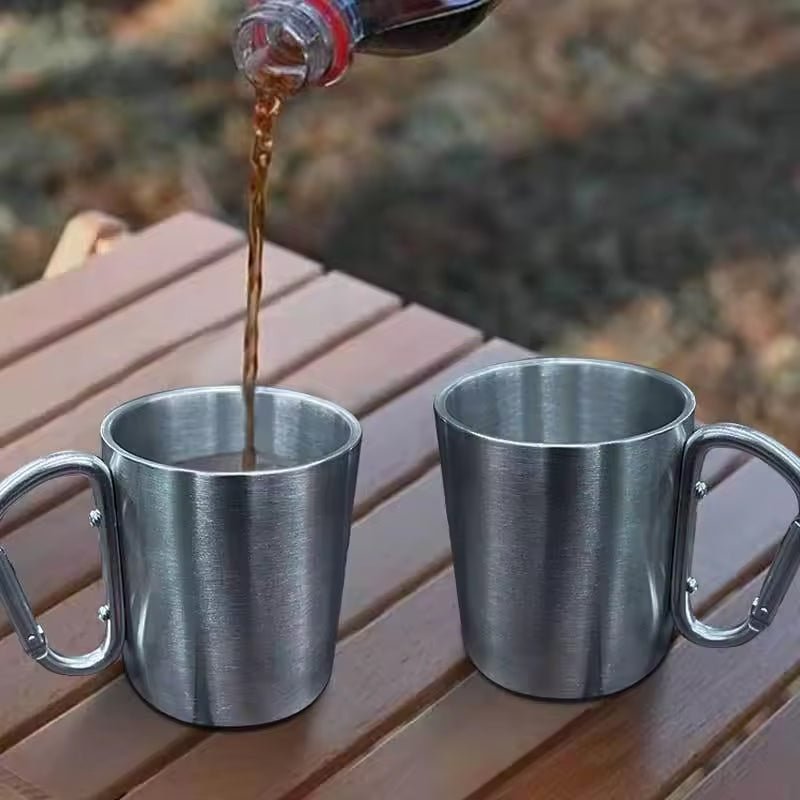 Stainless Steel Carabiner Camping Cup – 220ml & 300ml Portable Outdoor Mug | Hiking, Travel & Mountaineering – 220ml Camping Gear for camping cup (4 view)