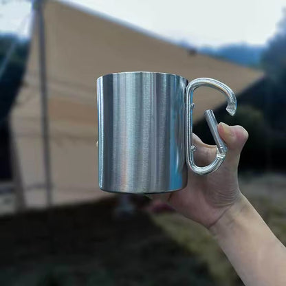 Stainless Steel Carabiner Camping Cup – 220ml & 300ml Portable Outdoor Mug | Hiking, Travel & Mountaineering – 220ml Camping Gear for camping cup (5 view)