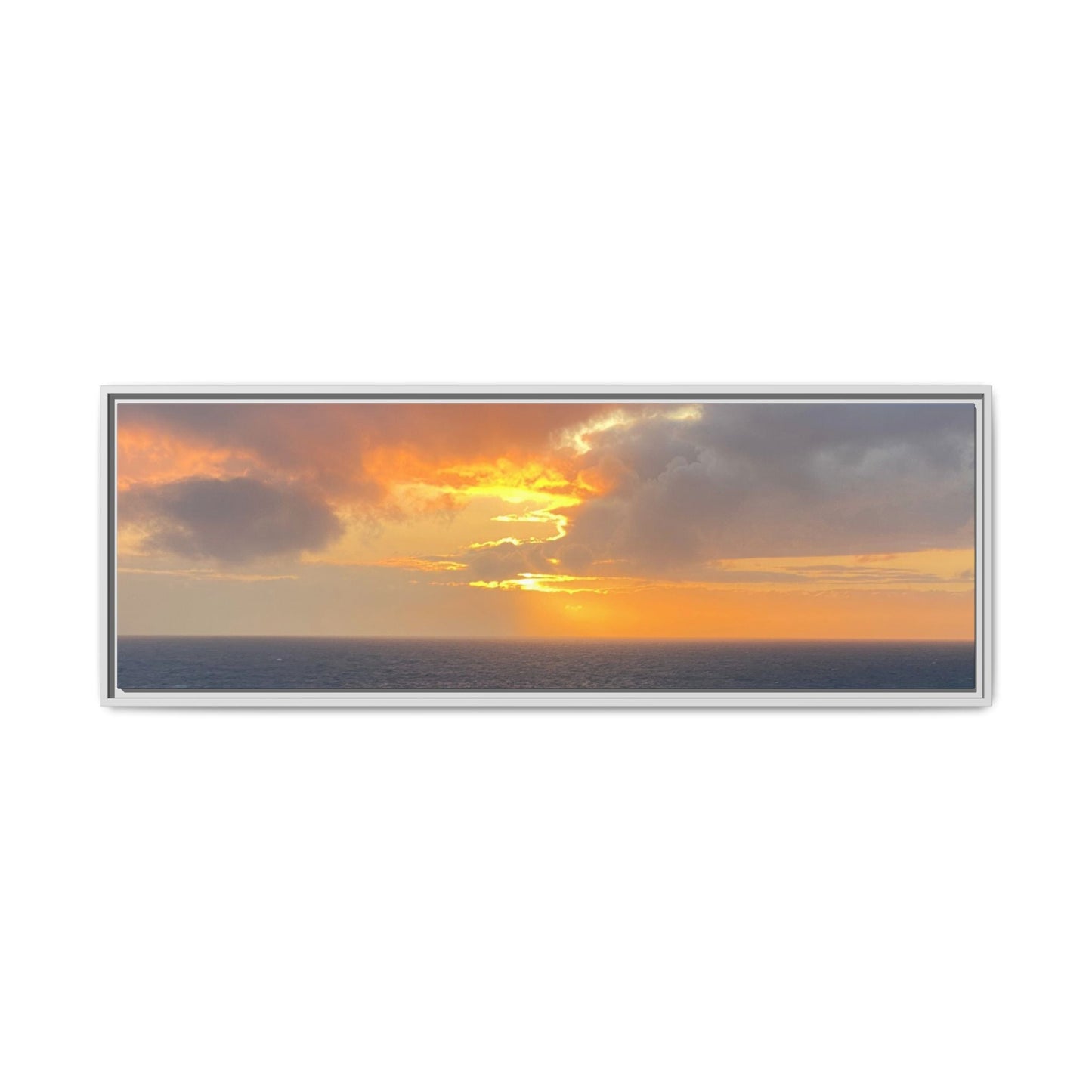 Stormy Sunset Over the Sea – Dramatic Ocean Canvas Wall Art | Moody Coastal Photography Print – 48" x 16" (Horizontal) Canvas for beach theme (12 view)