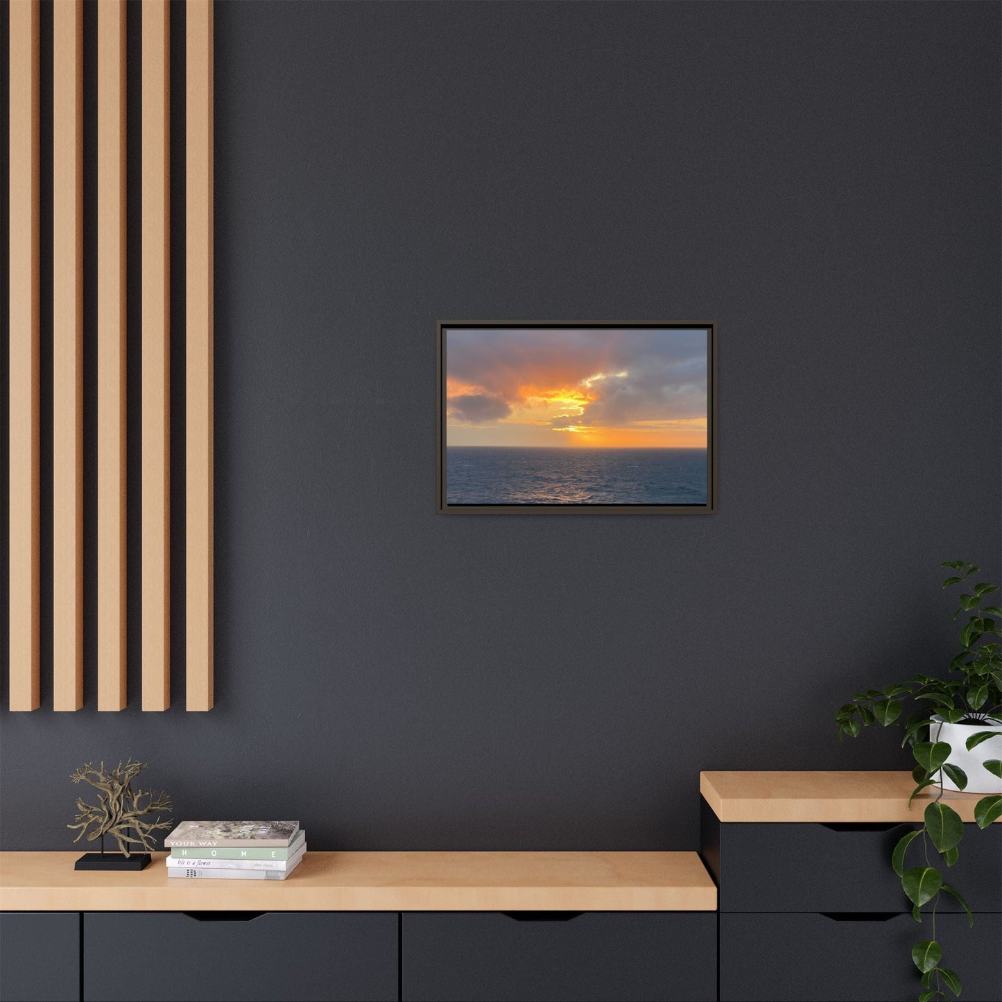 Stormy Sunset Over the Sea – Dramatic Ocean Canvas Wall Art | Moody Coastal Photography Print – 60" x 40" (Horizontal) Canvas for beach theme (89 view)
