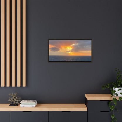 Stormy Sunset Over the Sea – Dramatic Ocean Canvas Wall Art | Moody Coastal Photography Print – 18″ x 12″ (Horizontal) Canvas for beach theme (140 view)