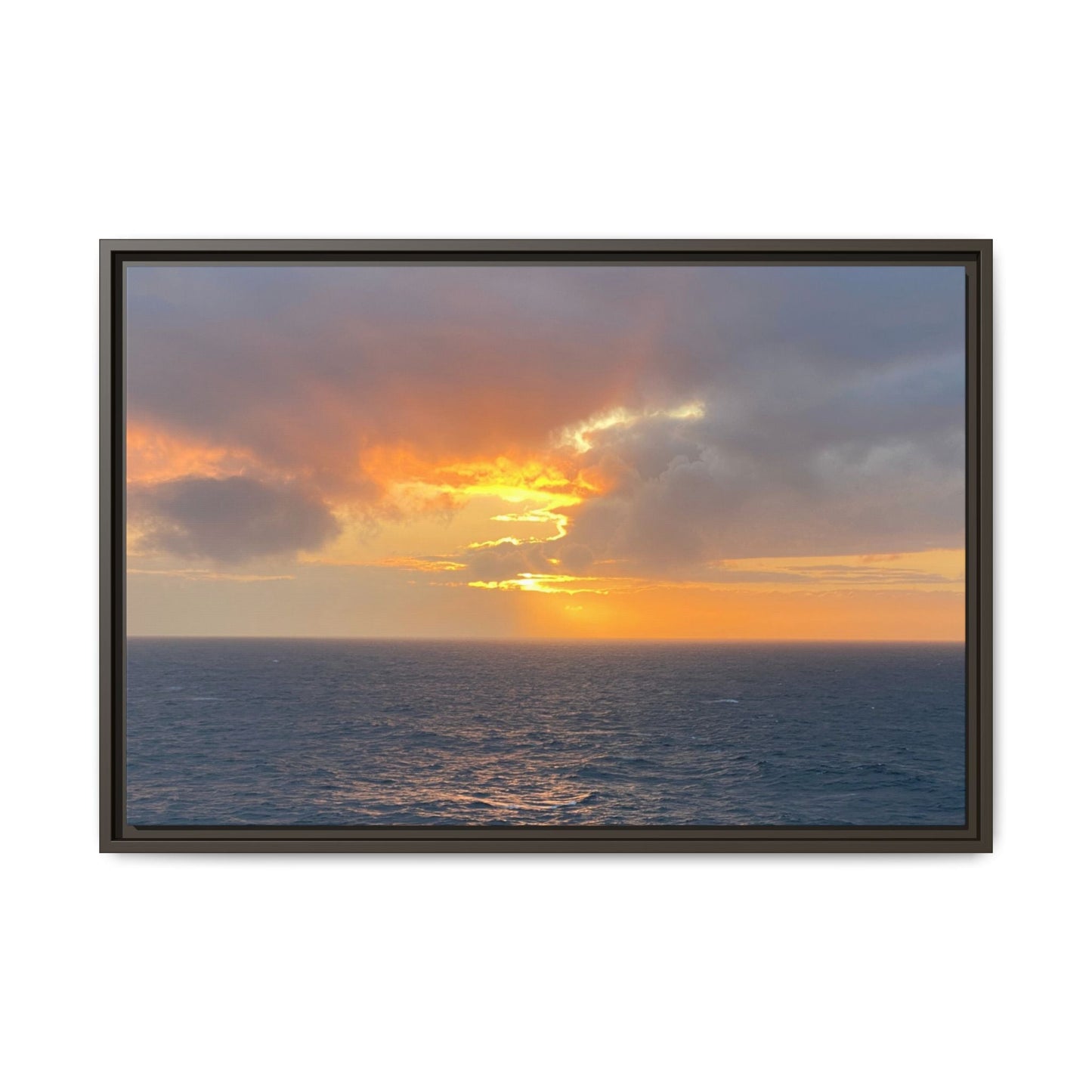 Stormy Sunset Over the Sea – Dramatic Ocean Canvas Wall Art | Moody Coastal Photography Print – 30″ x 20″ (Horizontal) Canvas for beach theme (4 view)