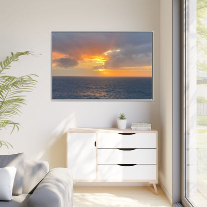 Stormy Sunset Over the Sea – Dramatic Ocean Canvas Wall Art | Moody Coastal Photography Print – 18″ x 12″ (Horizontal) Canvas for beach theme (151 view)