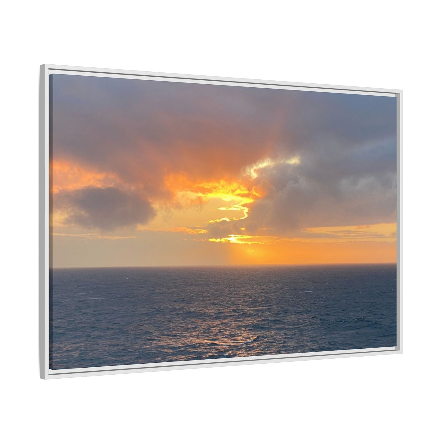Stormy Sunset Over the Sea – Dramatic Ocean Canvas Wall Art | Moody Coastal Photography Print – 60" x 40" (Horizontal) Canvas for beach theme (63 view)