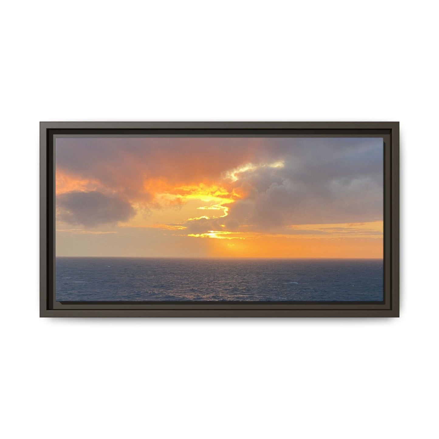 Stormy Sunset Over the Sea – Dramatic Ocean Canvas Wall Art | Moody Coastal Photography Print – 20" x 10" (Horizontal) Canvas for beach theme (23 view)