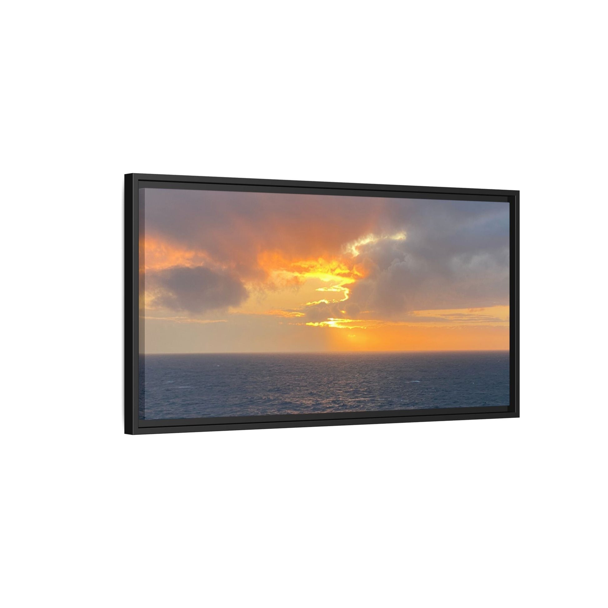 Stormy Sunset Over the Sea – Dramatic Ocean Canvas Wall Art | Moody Coastal Photography Print – 18″ x 12″ (Horizontal) Canvas for beach theme (135 view)