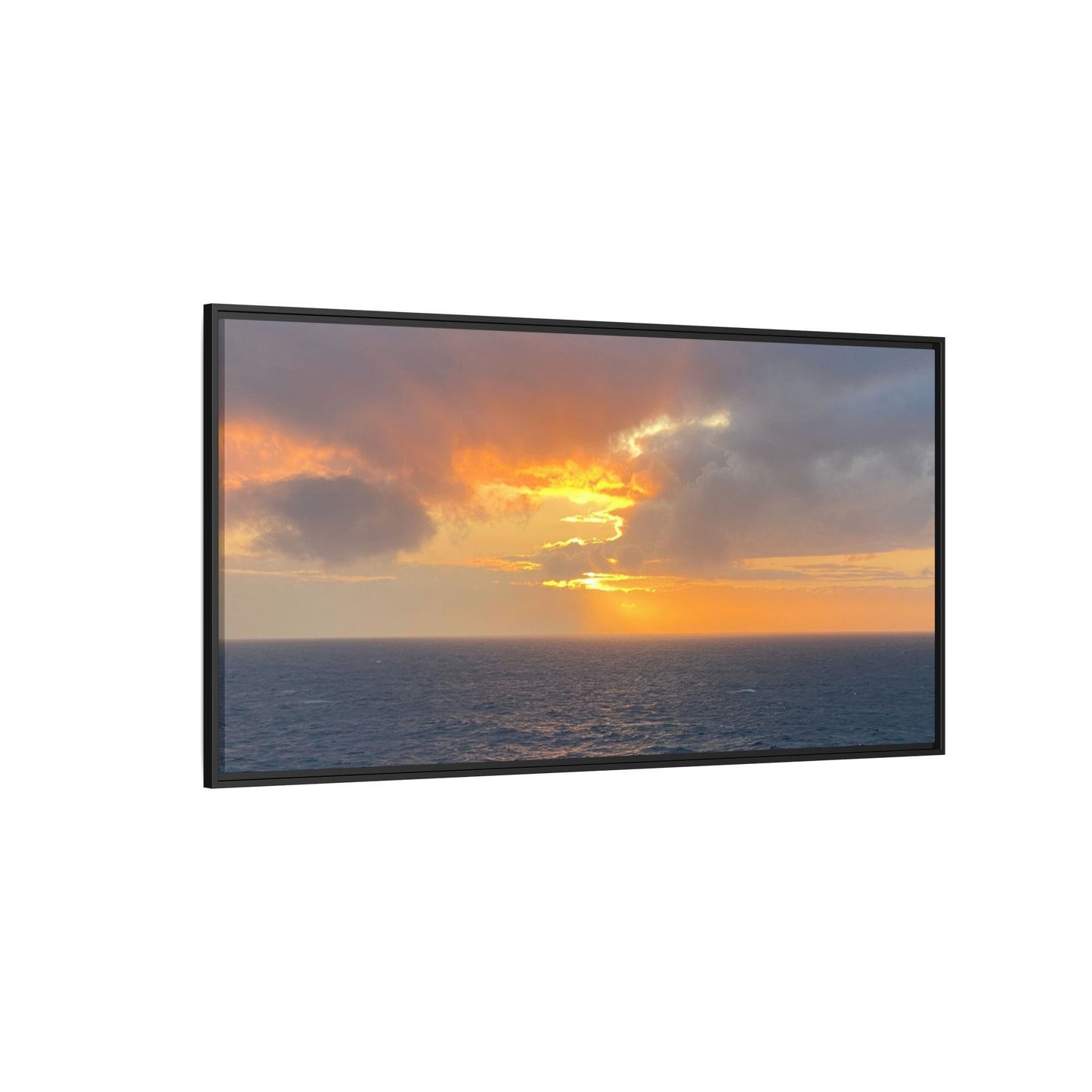 Stormy Sunset Over the Sea – Dramatic Ocean Canvas Wall Art | Moody Coastal Photography Print – 60" x 40" (Horizontal) Canvas for beach theme (126 view)