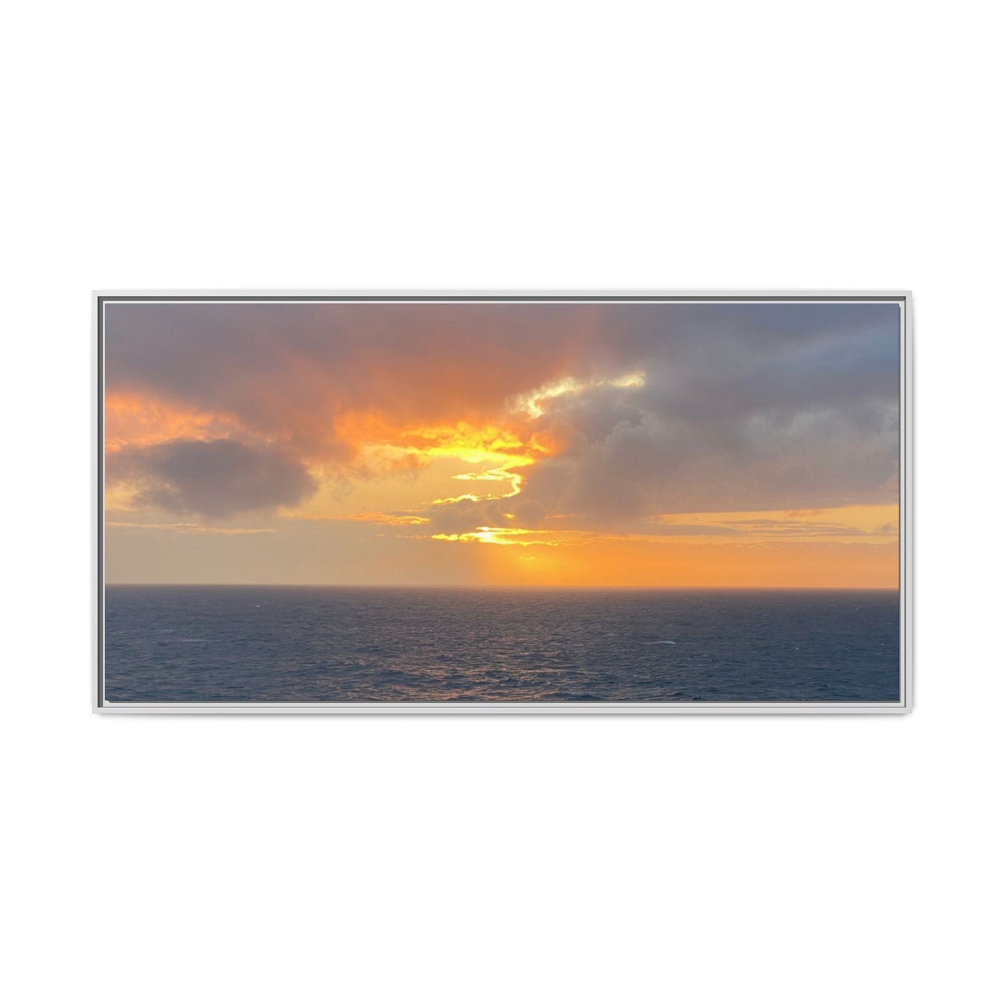 Stormy Sunset Over the Sea – Dramatic Ocean Canvas Wall Art | Moody Coastal Photography Print – 60" x 30" (Horizontal) Canvas for beach theme (32 view)