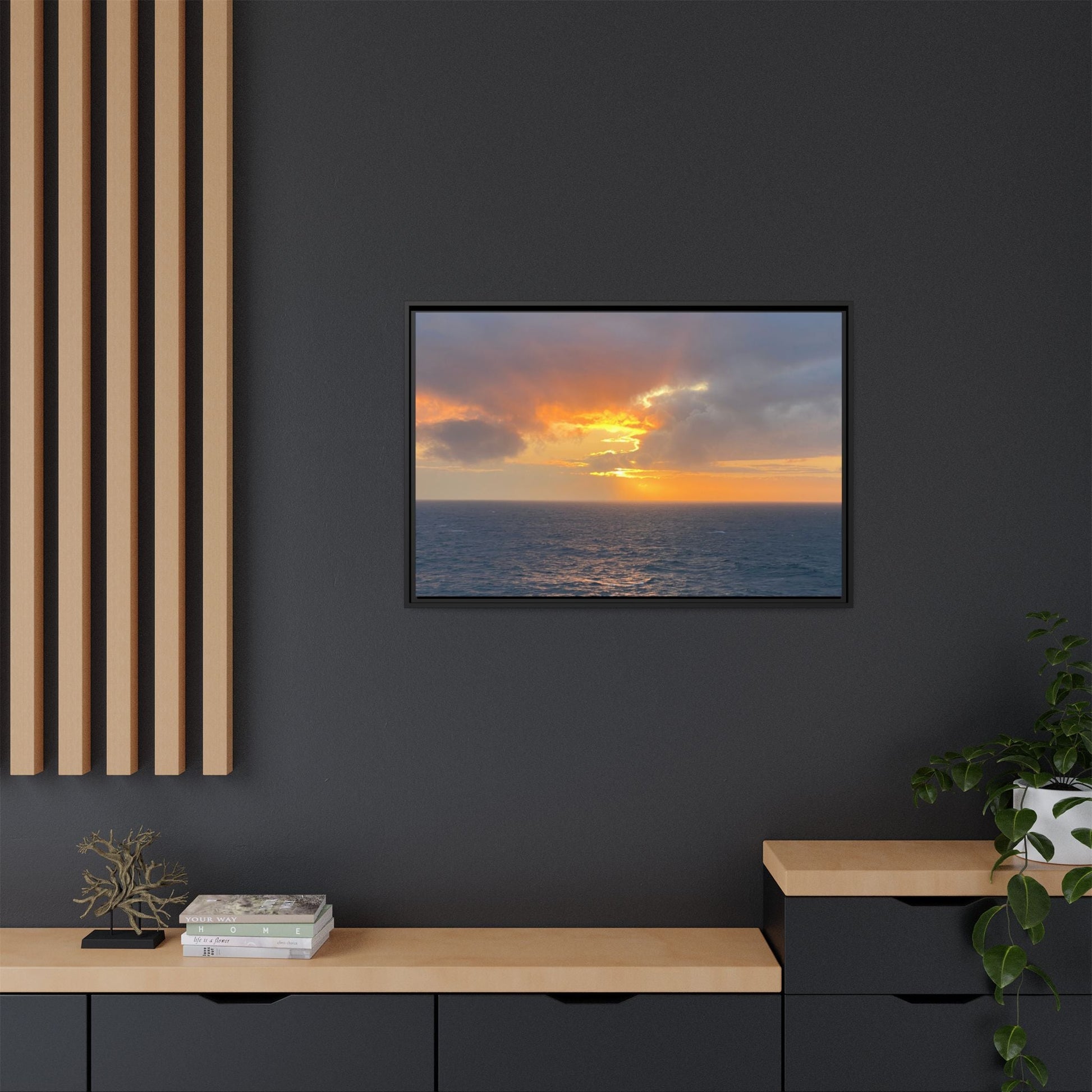 Stormy Sunset Over the Sea – Dramatic Ocean Canvas Wall Art | Moody Coastal Photography Print – 60" x 40" (Horizontal) Canvas for beach theme (44 view)