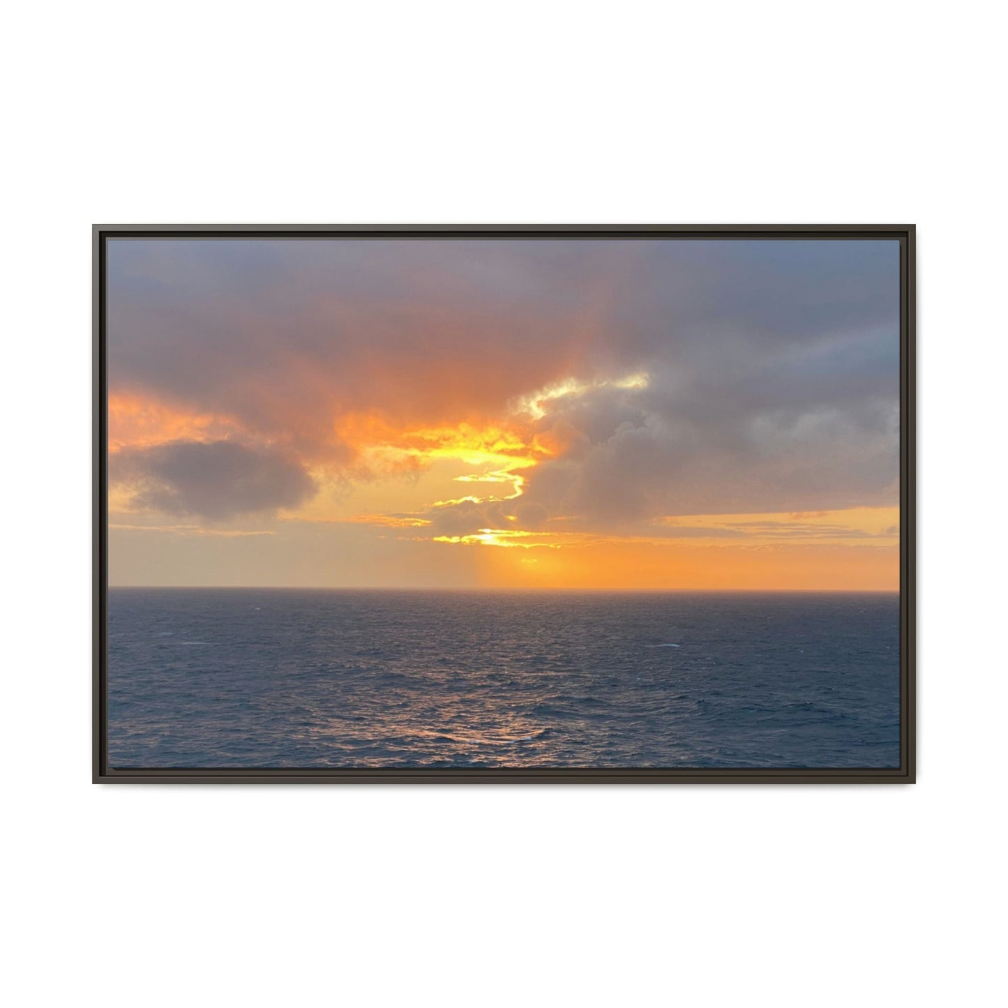 Stormy Sunset Over the Sea – Dramatic Ocean Canvas Wall Art | Moody Coastal Photography Print – 48″ x 32″ (Horizontal) Canvas for beach theme (8 view)