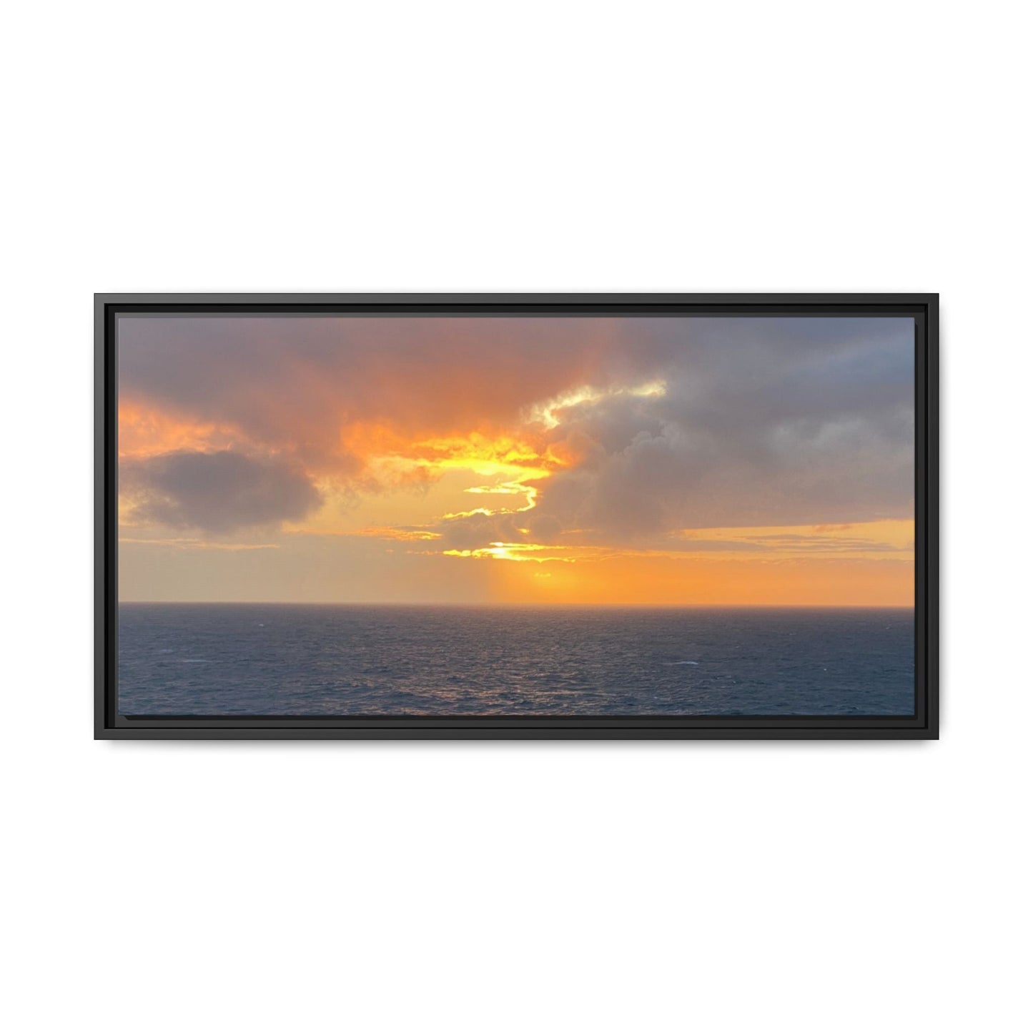 Stormy Sunset Over the Sea – Dramatic Ocean Canvas Wall Art | Moody Coastal Photography Print – 32" x 16" (Horizontal) Canvas for beach theme (33 view)