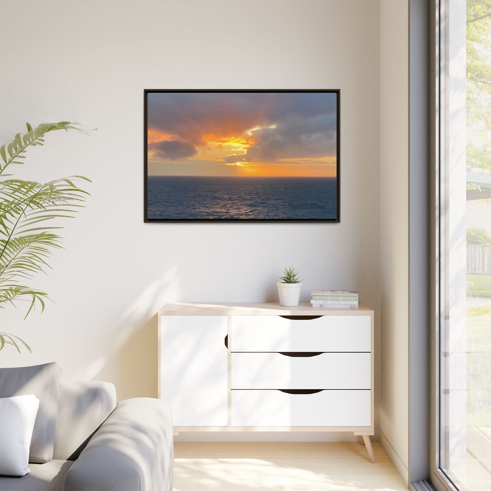 Stormy Sunset Over the Sea – Dramatic Ocean Canvas Wall Art | Moody Coastal Photography Print – 60" x 40" (Horizontal) Canvas for beach theme (61 view)