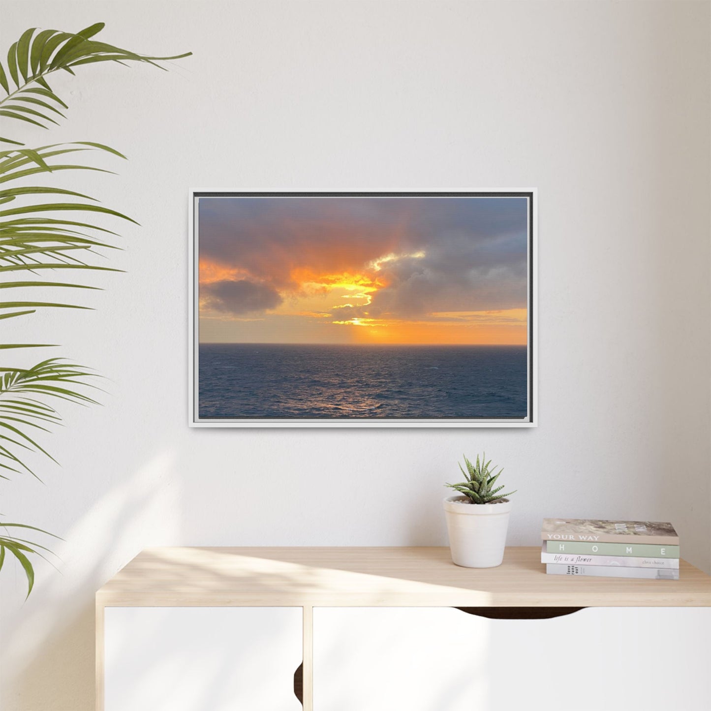 Stormy Sunset Over the Sea – Dramatic Ocean Canvas Wall Art | Moody Coastal Photography Print – 60" x 40" (Horizontal) Canvas for beach theme (52 view)