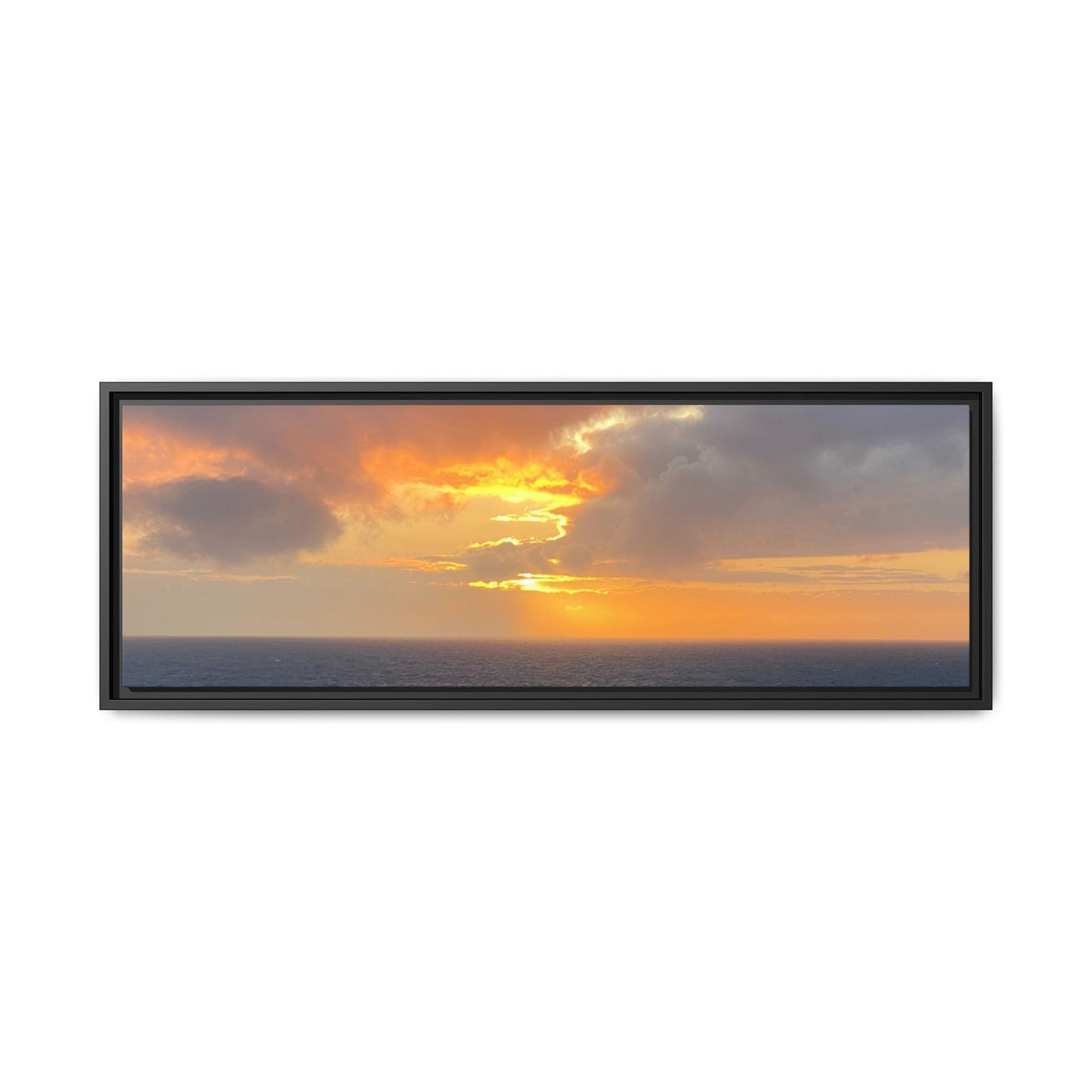 Stormy Sunset Over the Sea – Dramatic Ocean Canvas Wall Art | Moody Coastal Photography Print – 36" x 12" (Horizontal) Canvas for beach theme (19 view)