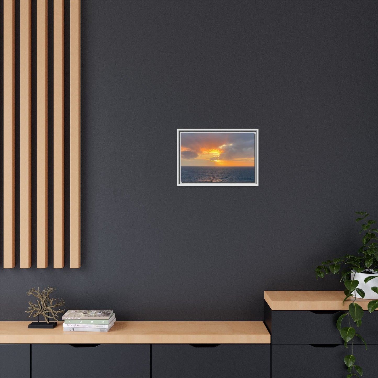Stormy Sunset Over the Sea – Dramatic Ocean Canvas Wall Art | Moody Coastal Photography Print – 60" x 40" (Horizontal) Canvas for beach theme (83 view)