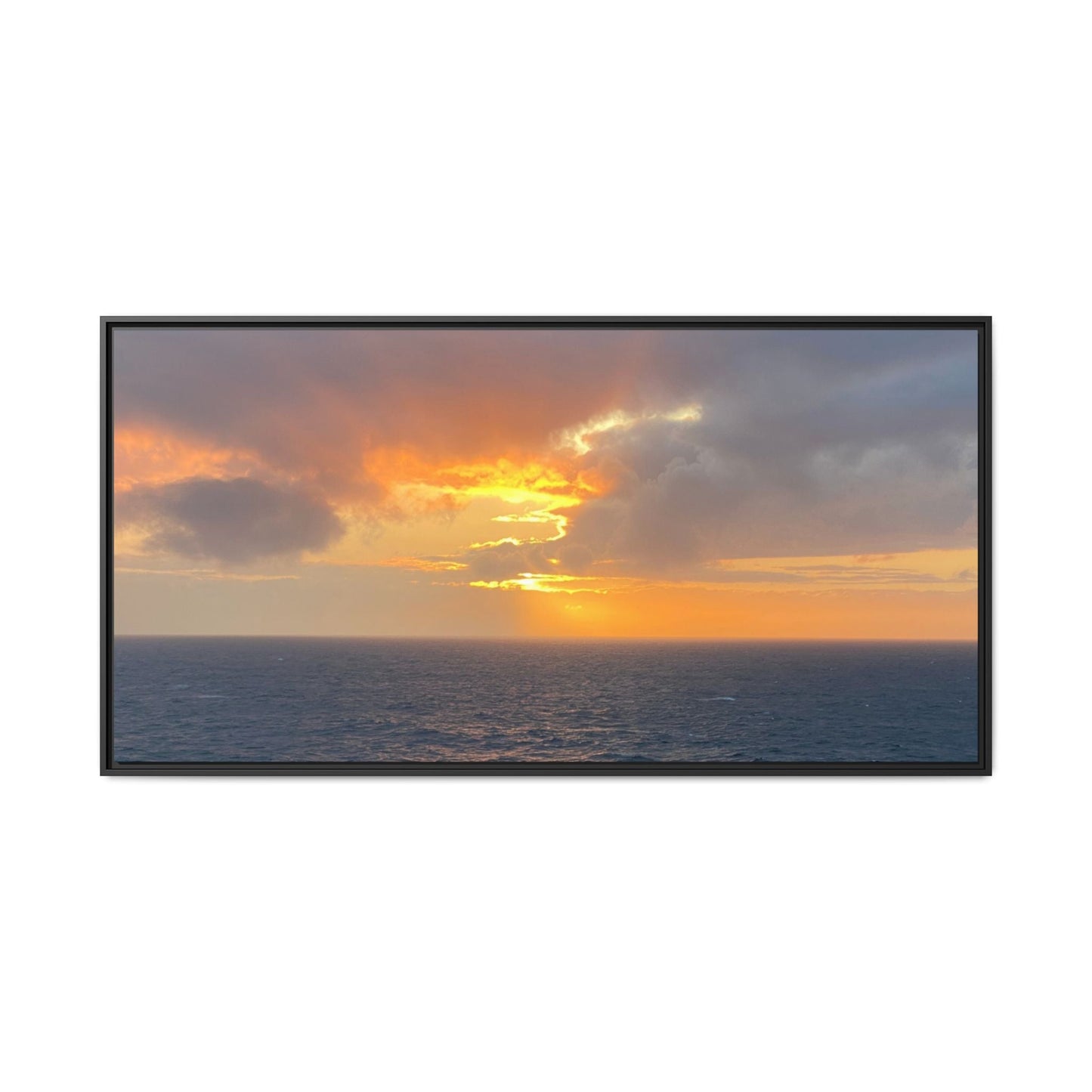 Stormy Sunset Over the Sea – Dramatic Ocean Canvas Wall Art | Moody Coastal Photography Print – 60" x 30" (Horizontal) Canvas for beach theme (30 view)