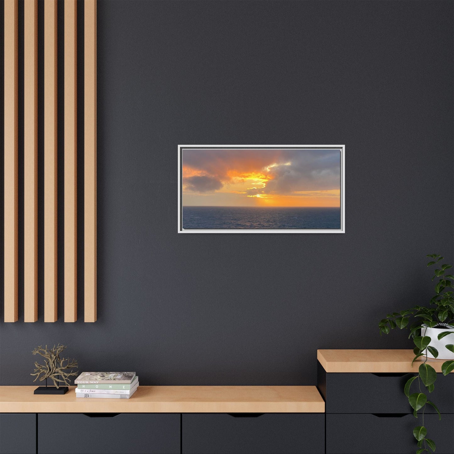 Stormy Sunset Over the Sea – Dramatic Ocean Canvas Wall Art | Moody Coastal Photography Print – 18″ x 12″ (Horizontal) Canvas for beach theme (143 view)