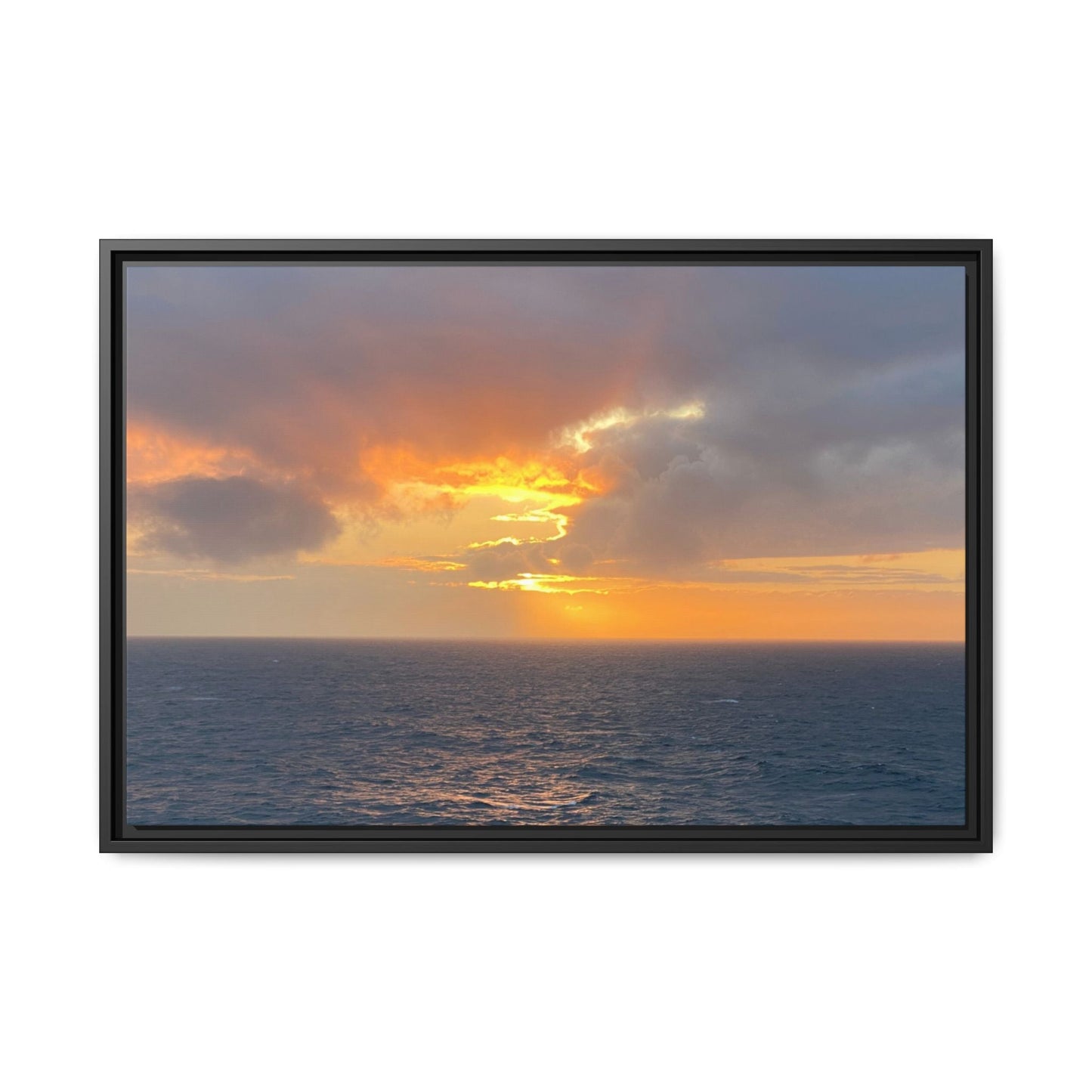 Stormy Sunset Over the Sea – Dramatic Ocean Canvas Wall Art | Moody Coastal Photography Print – 30″ x 20″ (Horizontal) Canvas for beach theme (1 view)