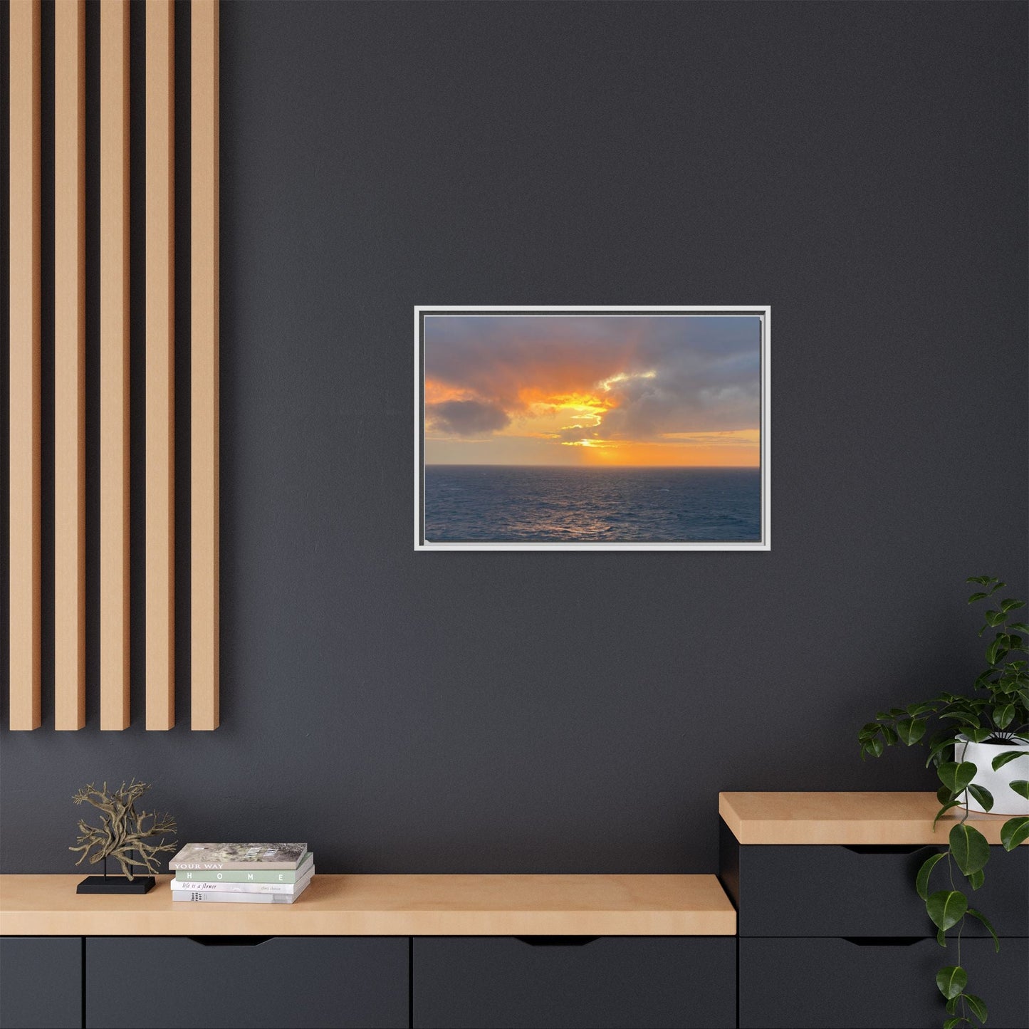 Stormy Sunset Over the Sea – Dramatic Ocean Canvas Wall Art | Moody Coastal Photography Print – 60" x 40" (Horizontal) Canvas by Printify